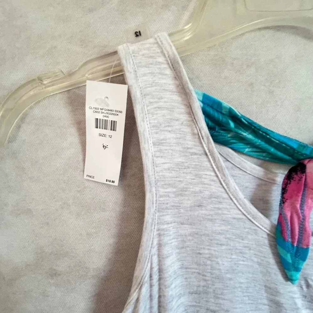 Justice Girls 3pc Bundle Pink Soccer Tank Grey Graphic‎ Tank Floral Tube Top 12